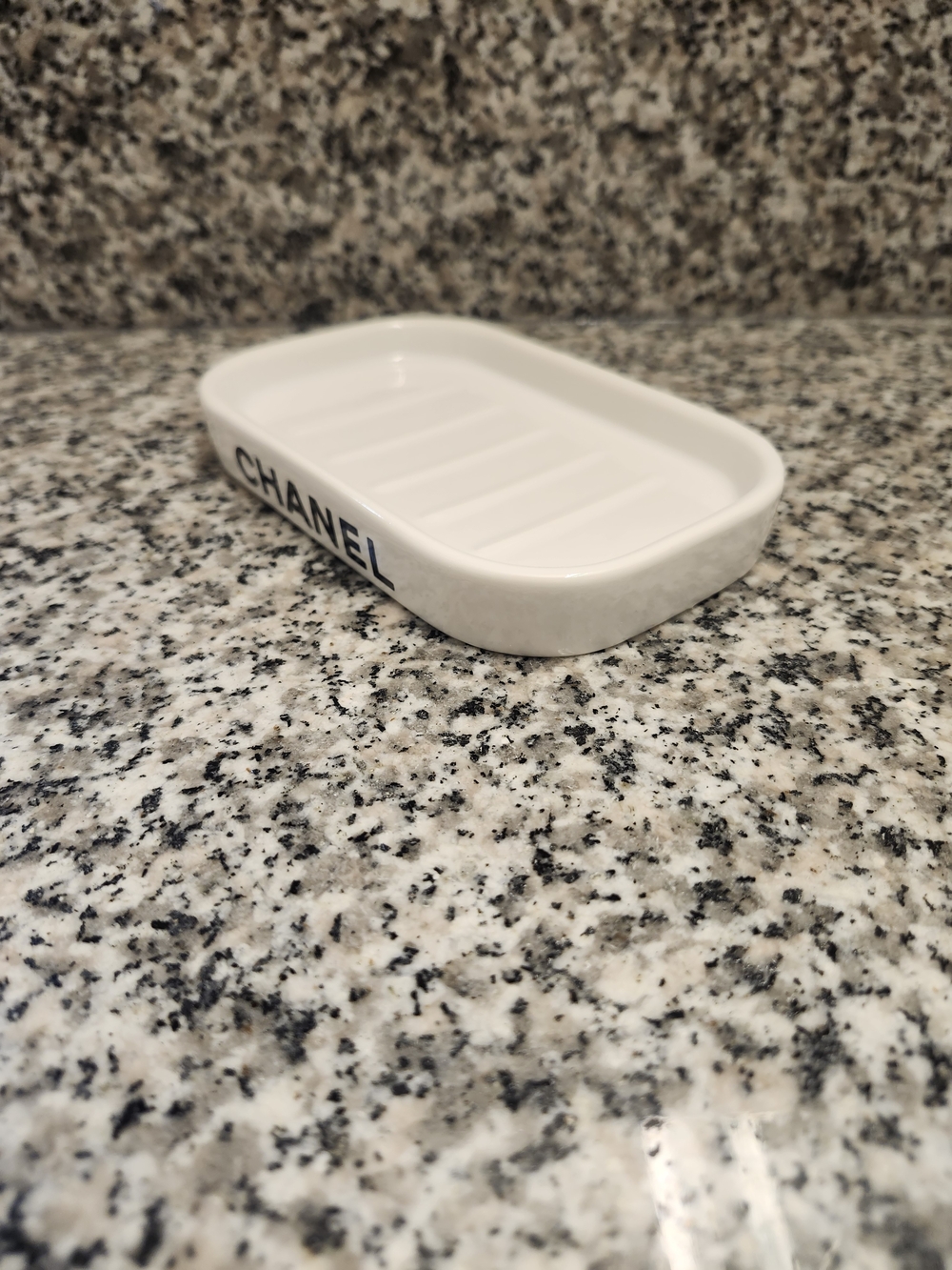 White Ceramic Soap Dish | Glossy Finish Vanity Piece - Picture 2 of 5